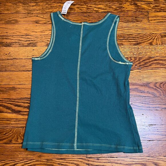 Y2k Surfwear Indie SO Love Peace Ribbed Tank Top Women's Size L Turquoise Green - Picture 8 of 8